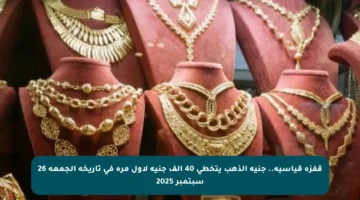 قفزة قياسية.. جنيه الذهب يتخطى 40 ألف جنيه لأول مرة في تاريخه الجمعة 26 سبتمبر 2025
